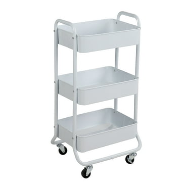 Mainstays Metal Frame Laundry Basket Sorter, Arctic White, 3 - Tier, Easy - Rolling, for Adults & Children