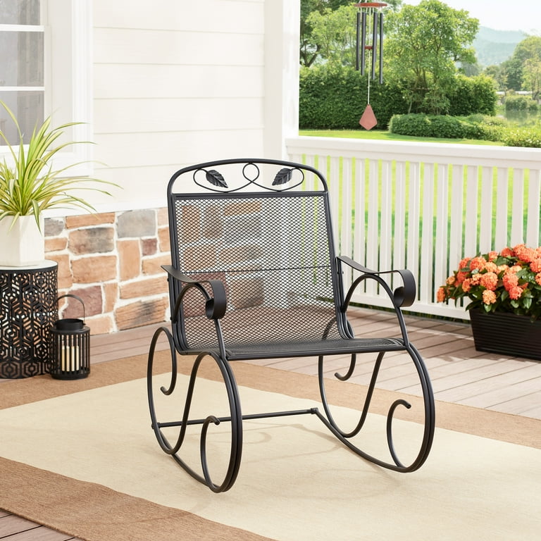 Mainstays Metal Mesh Rocking Chair Black Walmart