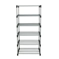 thumbnail image 1 of Mainstays Metal and Plastic Shoe Rack, 6-Tiers, 12 Shoe Pair Capacity, Space Saving Shoe Storage, Black & Silver, 1 of 12