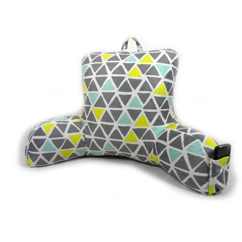 Mainstays Micro Mink Backrest Pillow with Pocket, Triangle Print