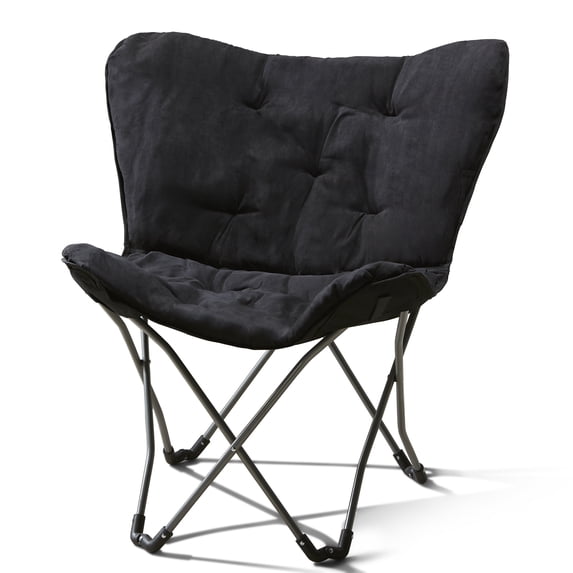 Mainstays Folding Butterfly Chair, Black Microsuede