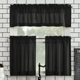 thumbnail image 1 of Mainstays 3-Piece Semi Sheer Rod Pocket Kitchen Window Tier Pair and Valance, 2 Café Curtains and 1 Curtain Valance, Black, 54"W x 45"L, 1 of 8