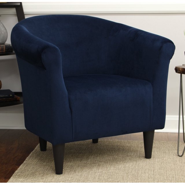Mainstays Microfiber Bucket Accent Chair, Navy Blue
