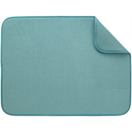 Mainstays Microfiber Dish Drying Mat, Teal, Single, Well Suited to Dish Drying and Sink Organization