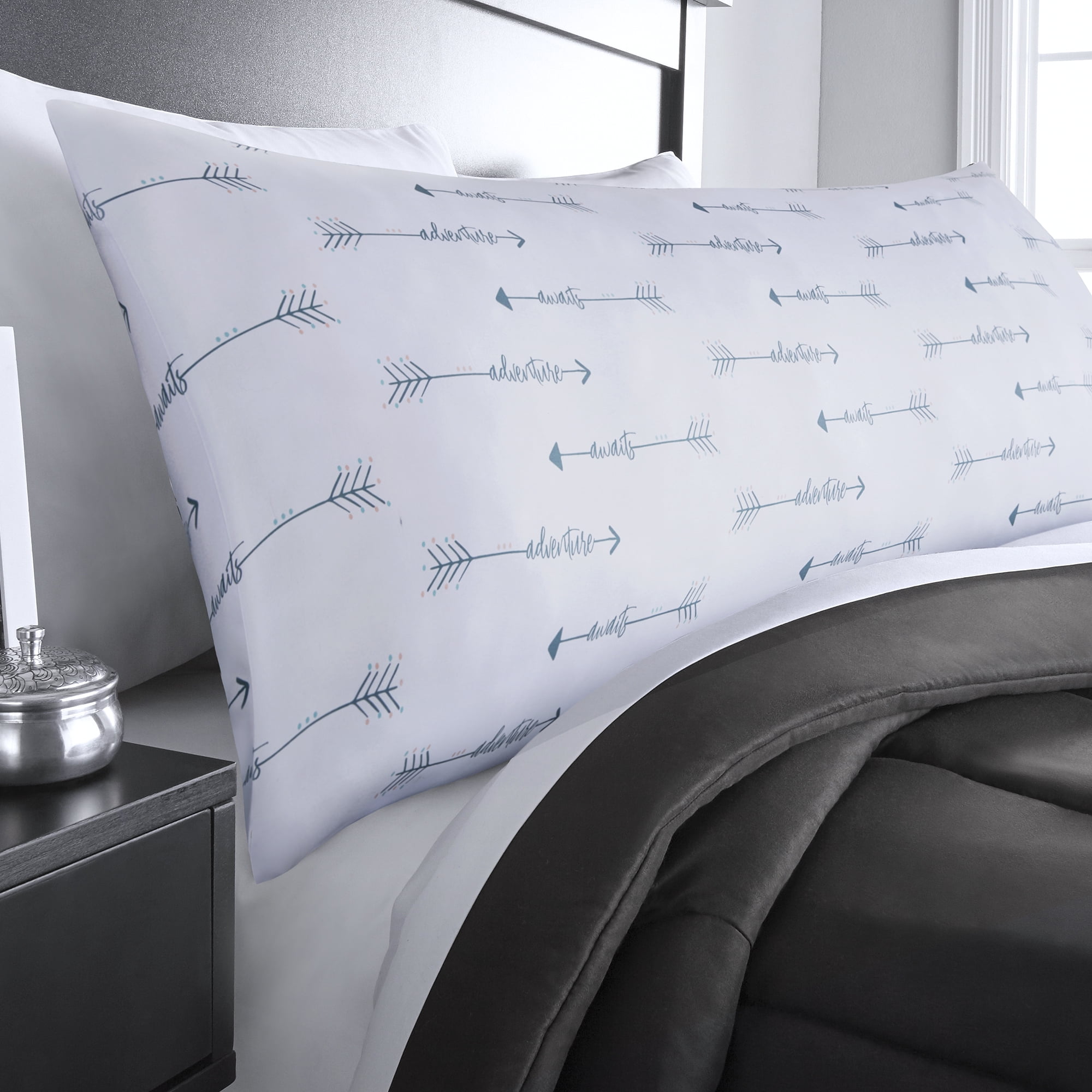 Mainstays Microfiber Printed Body Pillow Cover, 1 Each