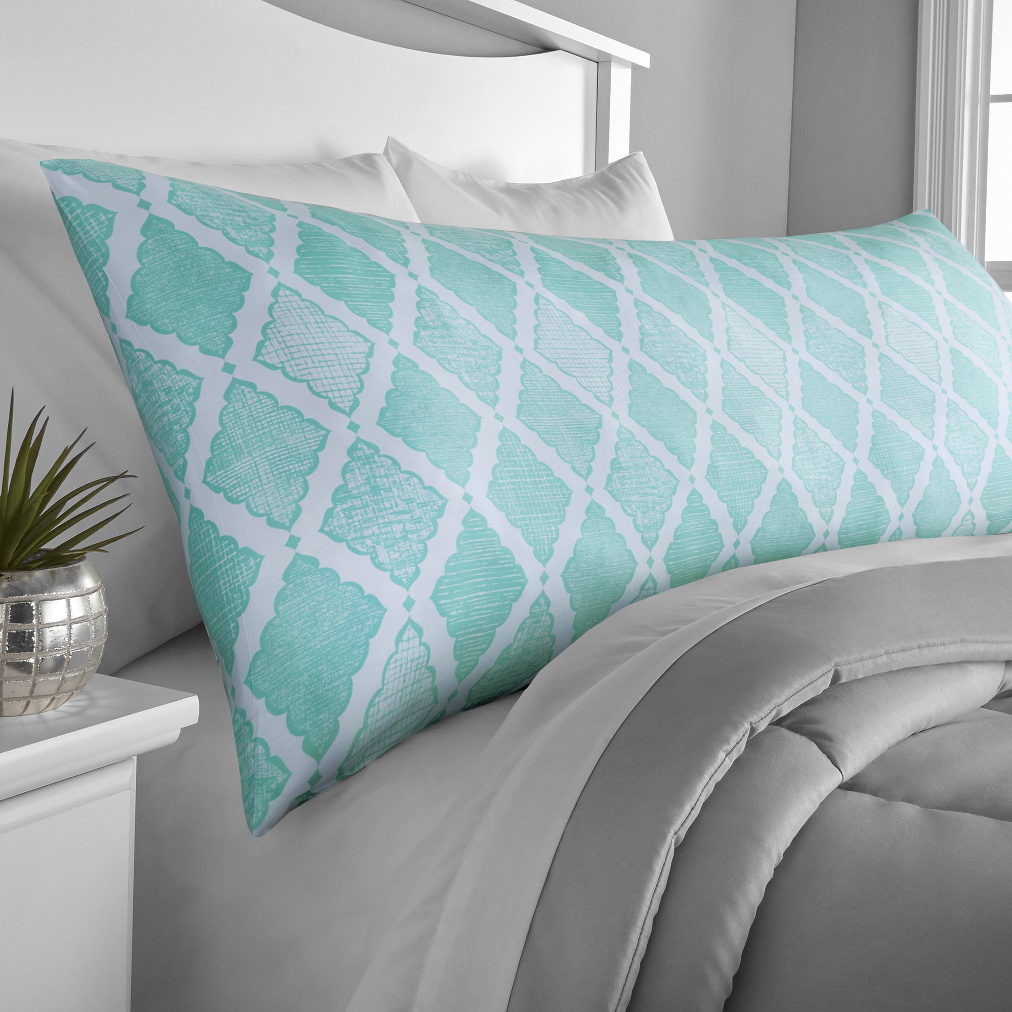 Mainstays Microfiber Printed Body Pillow Cover Zipper Closure, 20"x52