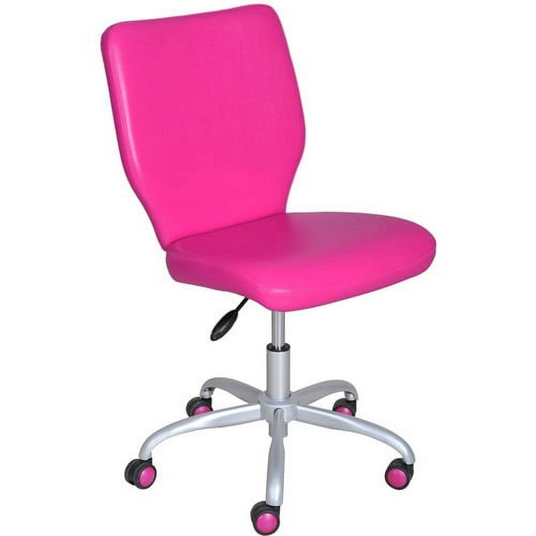 Mainstays Mid Back Office Chair with Matching Color Casters Fushia Faux Leather