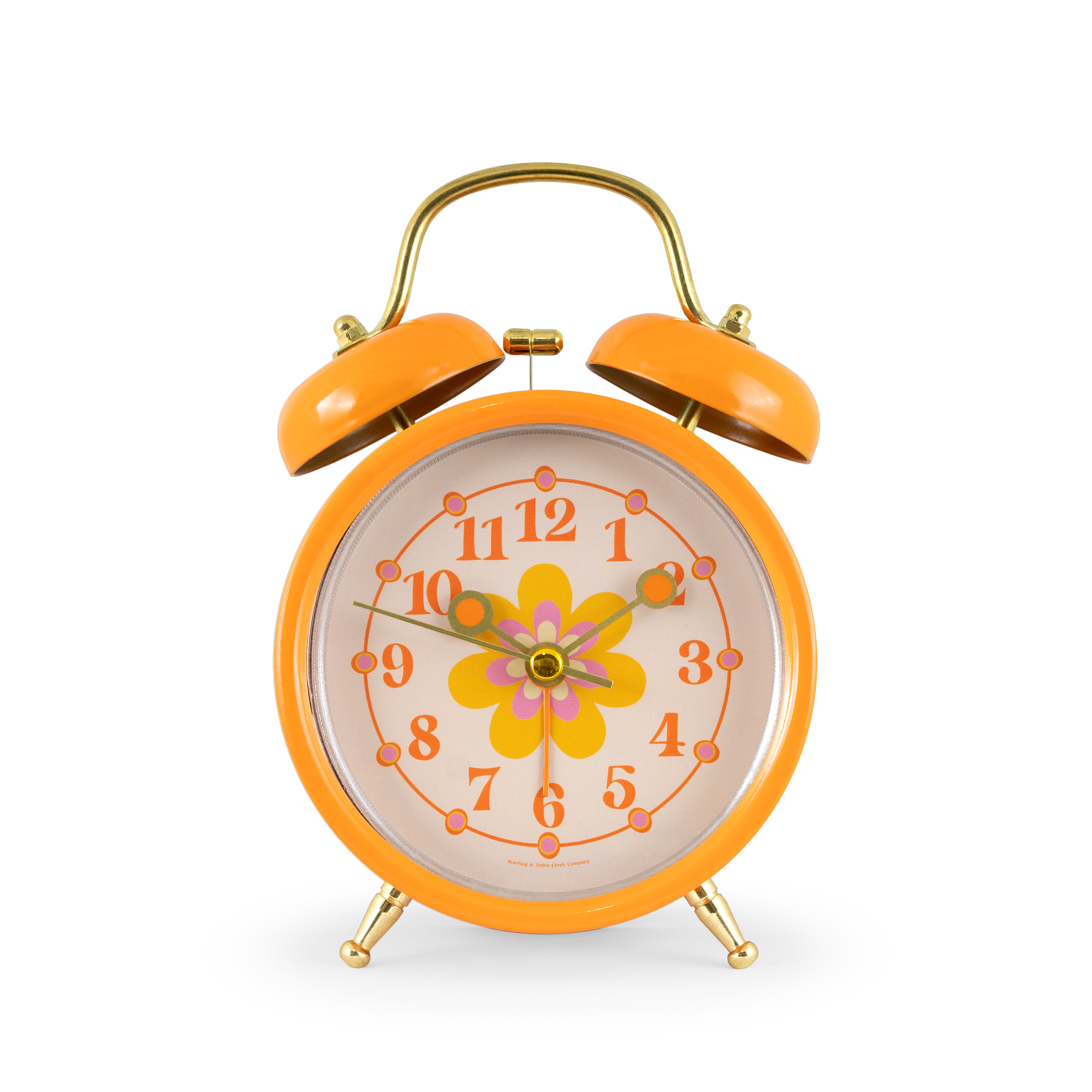 Mainstays Mini Floral Indoor Vintage Groovy Style Orange Table Top Analog Alarm Clock - image 1 of 5