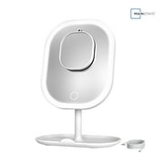 Mainstays Rechargeable LED Vanity Makeup Mirror, White, with Removable 5x Magnifying Mirror