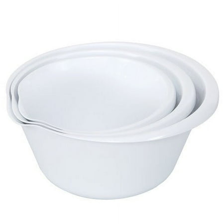 Mainstays Mixing Bowl Set, 3 Piece, Assorted Sizes, White, Polypropylene