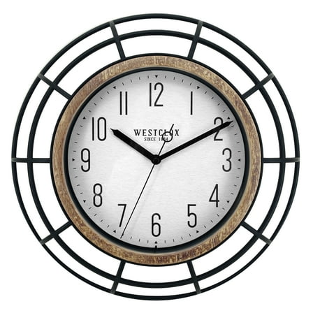 Mainstays Modern 12" Plastic Black with Realistic Textured Woodgrain Finish Trim Wall Clock