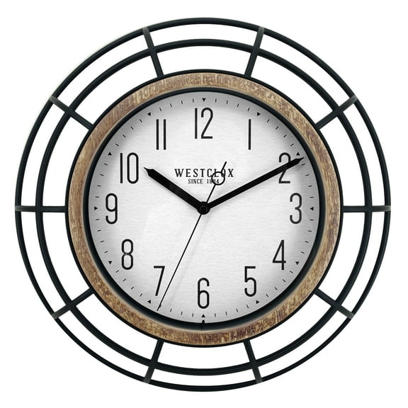 Mainstays Modern 12" Plastic Black with Realistic Textured Woodgrain Finish Trim Wall Clock