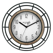 Mainstays Modern 12" Plastic Black with Realistic Textured Woodgrain Finish Trim Wall Clock