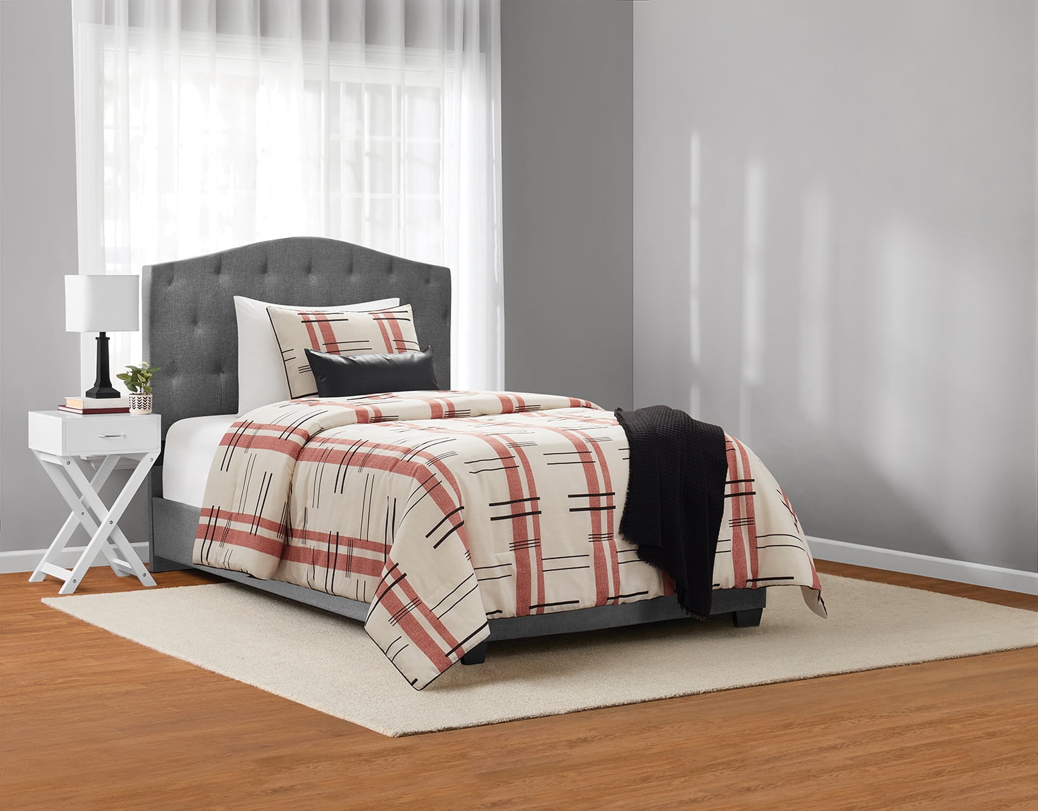 Mainstays Modern Dash 4-Piece Red Canyon Comforter Set, Twin/Twin XL