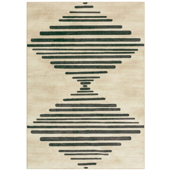Mainstays Modern Diamond Soundwave Ivory Gray Indoor Area Rug, 7' x 10'