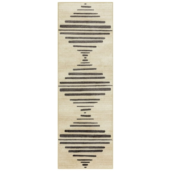 Mainstays Modern Diamond Soundwave Ivory Gray Indoor Runner Rug, 2' x 6'