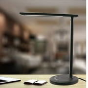 Mainstays Modern Dimmable LED Desk Lamp with USB Charging Port, Matte Black Finish, for All Ages