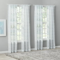 Mainstays Modern Geometric Rod Pocket Sheer Curtain Panel, Set of 4, Aqua, 28" W x 84" L