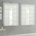 thumbnail image 1 of Mainstays Modern Geometric Embroidered Rod Pocket Sheer Curtains, Set of 4, Grey, 28" W x 54" L, 1 of 4