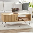 thumbnail image 1 of Mainstays Modern Hairpin Rectangle Coffee Table, Oak, 1 of 8