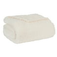 thumbnail image 1 of Mainstays, Modern Ivory Off-White, Polyester Sherpa Bed Blanket, Twin, 1 of 6