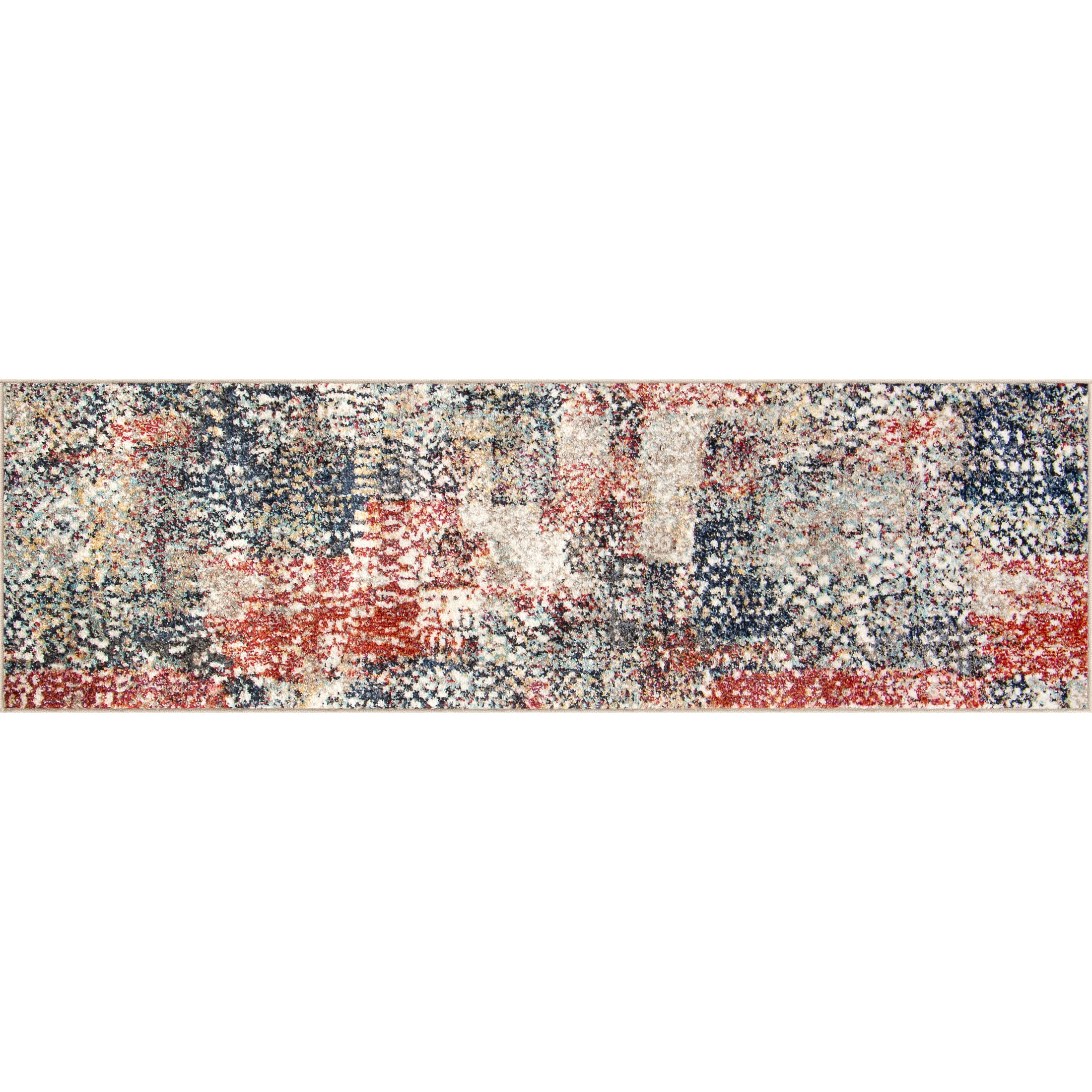 Mainstays Modern Morgana Multi-Color 22 in x 72 in Runner Rug with Frieze Accents