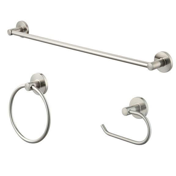 Mainstays Modern Round 3-Piece Bath Accessory Kit in Satin Nickel