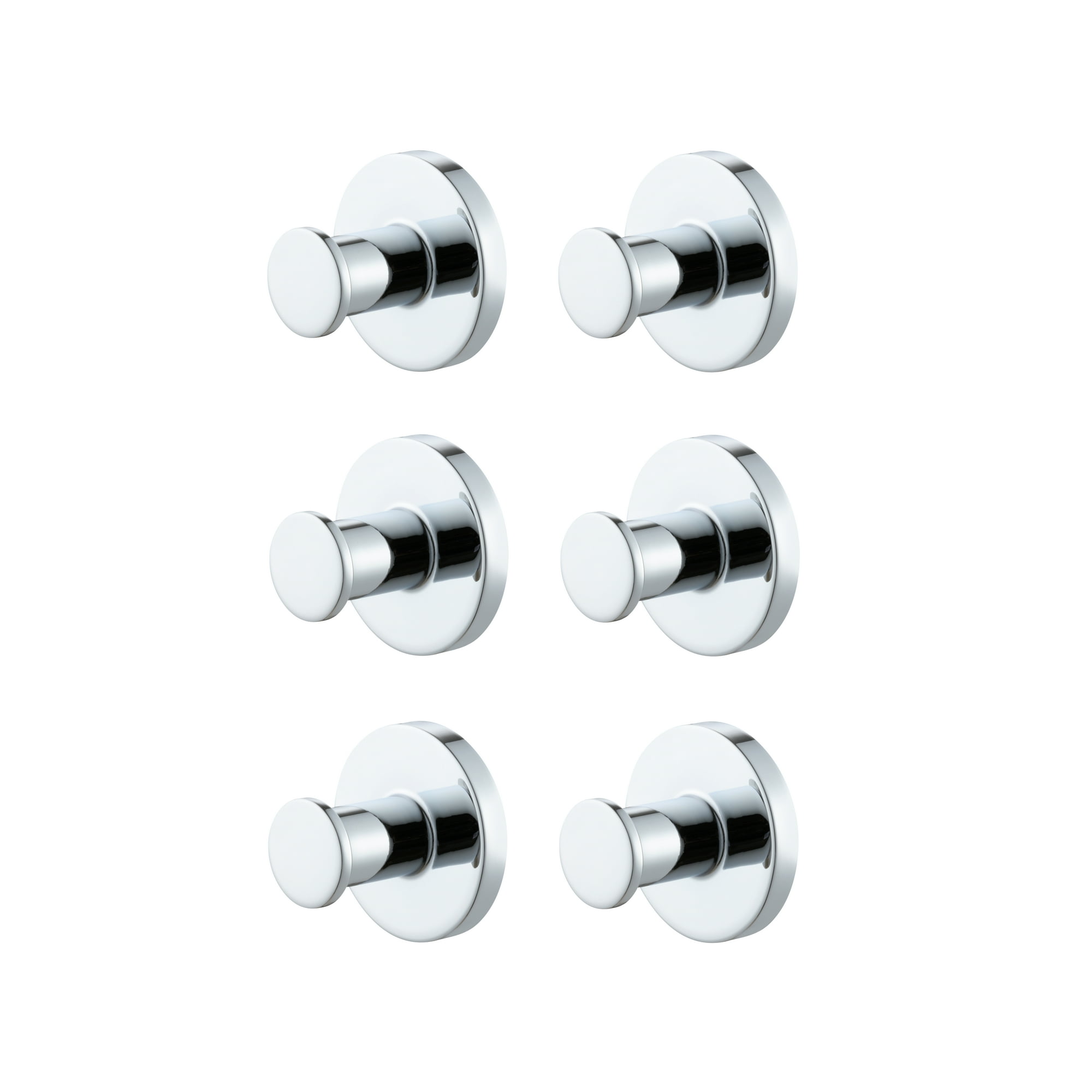 Mainstays Modern Round Robe Hook in Chrome, 6 Pack