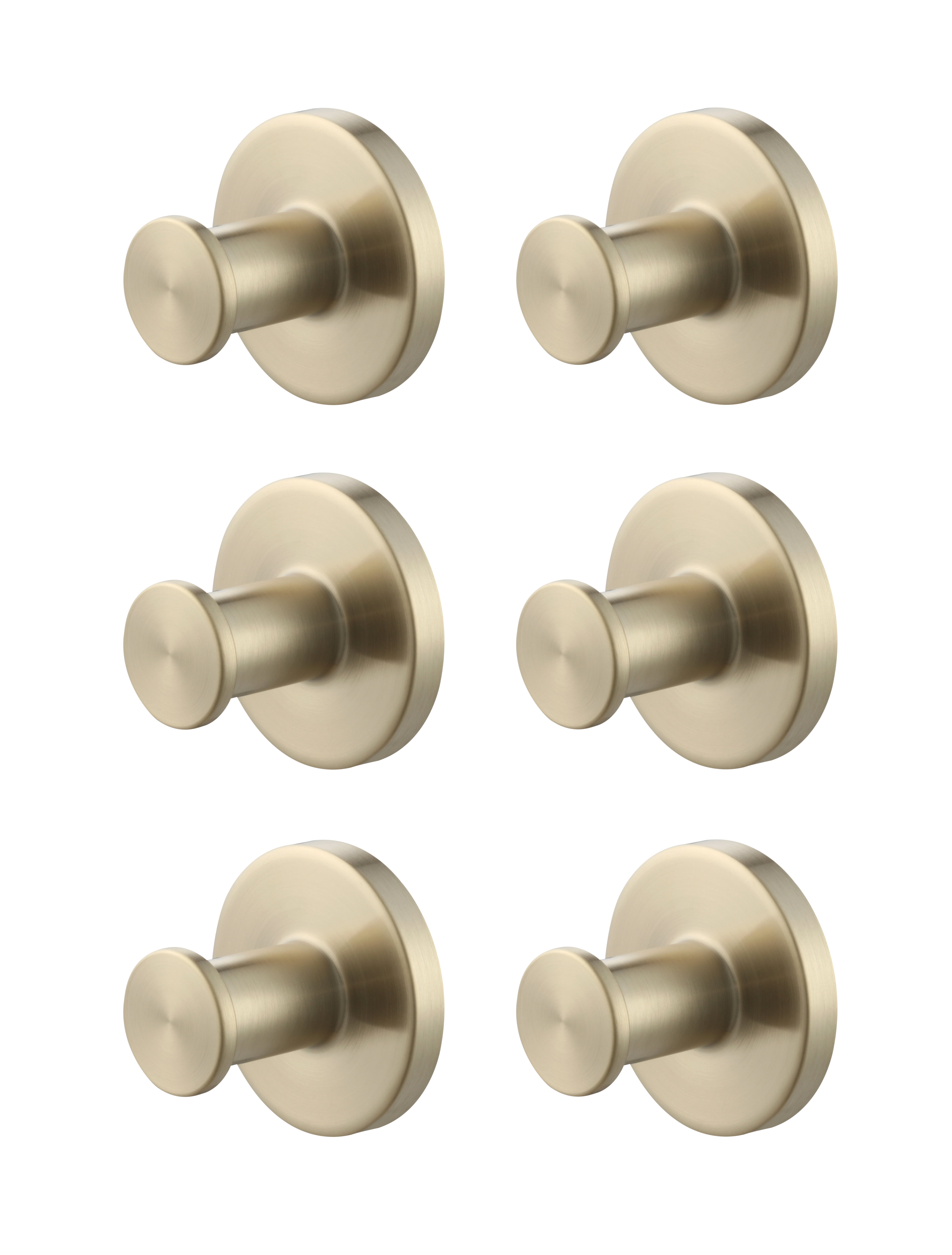 Mainstays Modern Round Robe Hook in Matte Gold, 6 Pack
