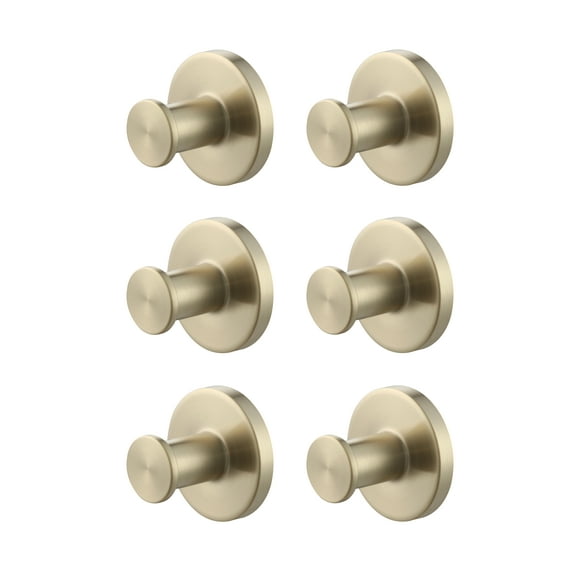 Mainstays Modern Round Robe Hook in Matte Gold, 6 Pack