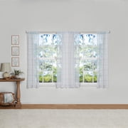 Mainstays Modern Scroll Rod Pocket Sheer Curtain Set, 4 Panels, Aqua, 28 in x 63 in