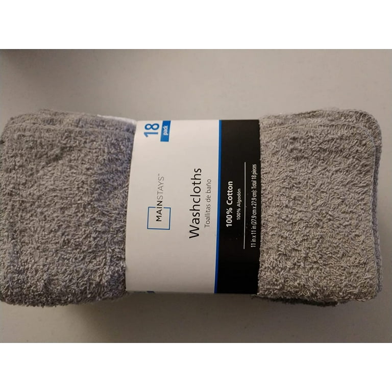 Mainstays 18-Pack Washcloth Bundle, Grey Multi 