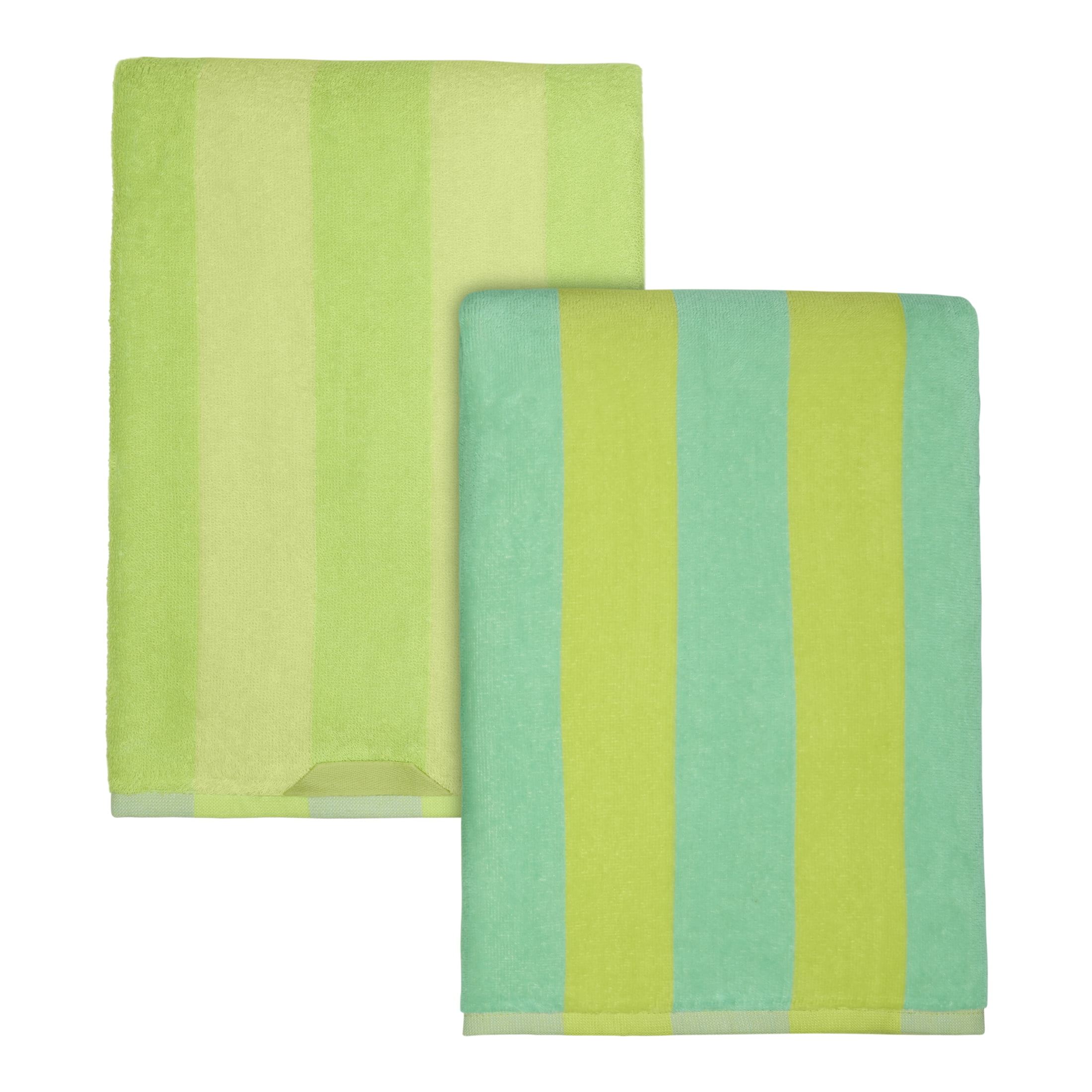 Mainstays Cabana Striped Lemon & Lime Cotton-Blend Beach Towels (2 Count)