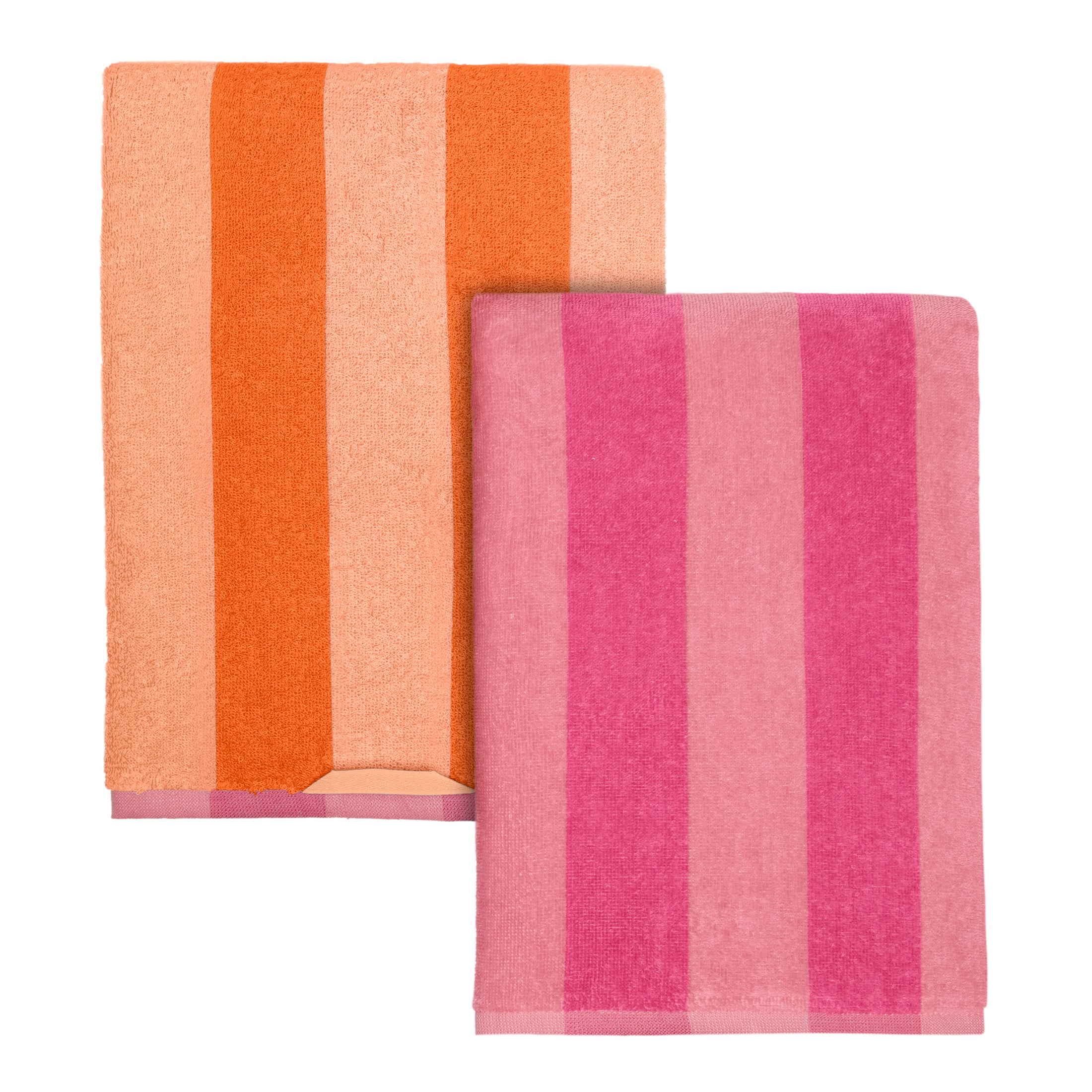 Mainstays Cabana Striped Pink & Orange Cotton-Blend Beach Towels (2 Count)