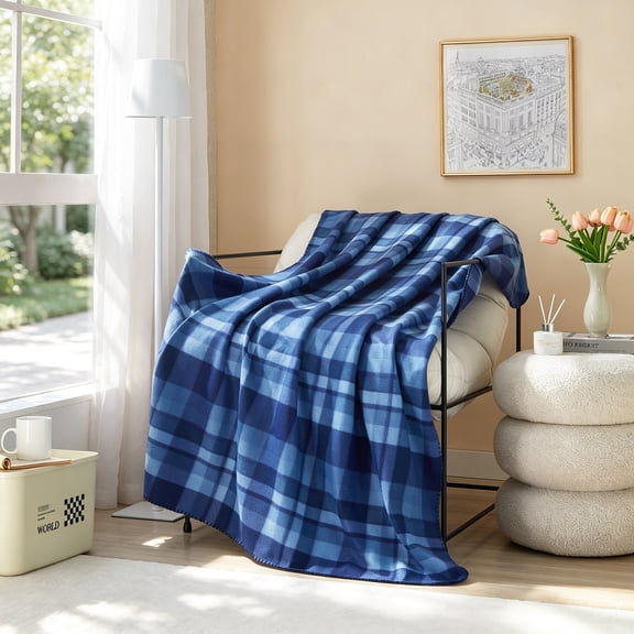Mainstays Cozy Fleece Throw Blanket, Glen Plaid, 50 in x 60 in