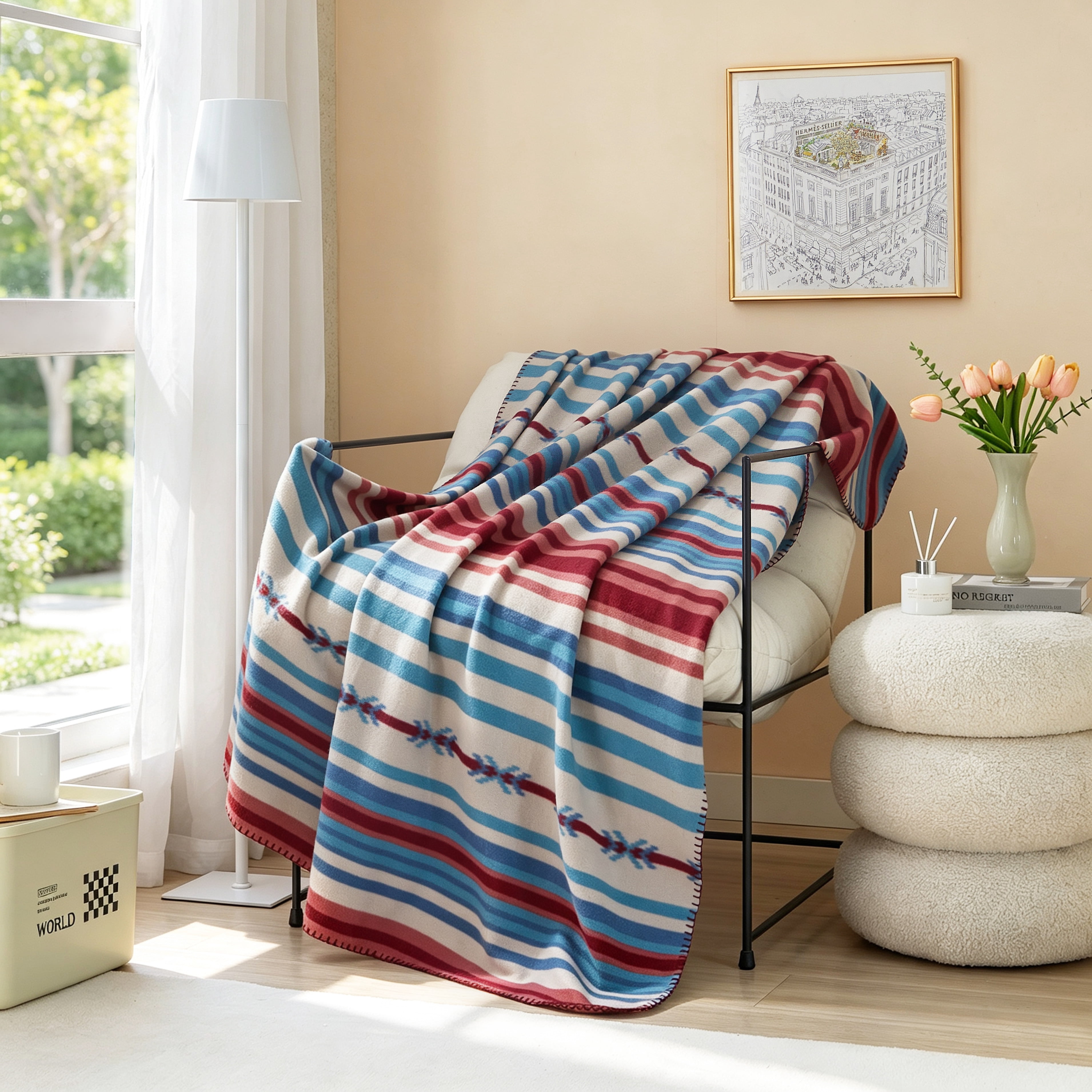 Mainstays Cozy Fleece Throw Blanket, Stripe, 50 in x 60 in