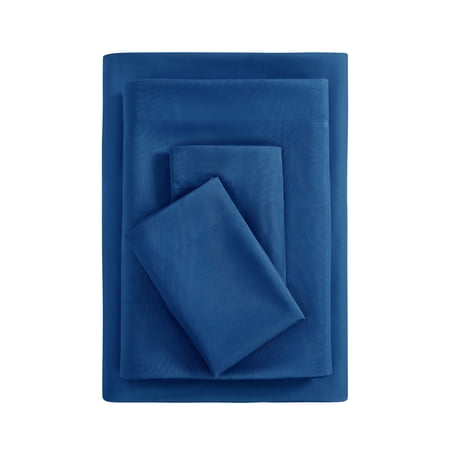 Mainstays Basic Value Microfiber Bed Sheet Set, Royal Blue, Full, 4 Piece