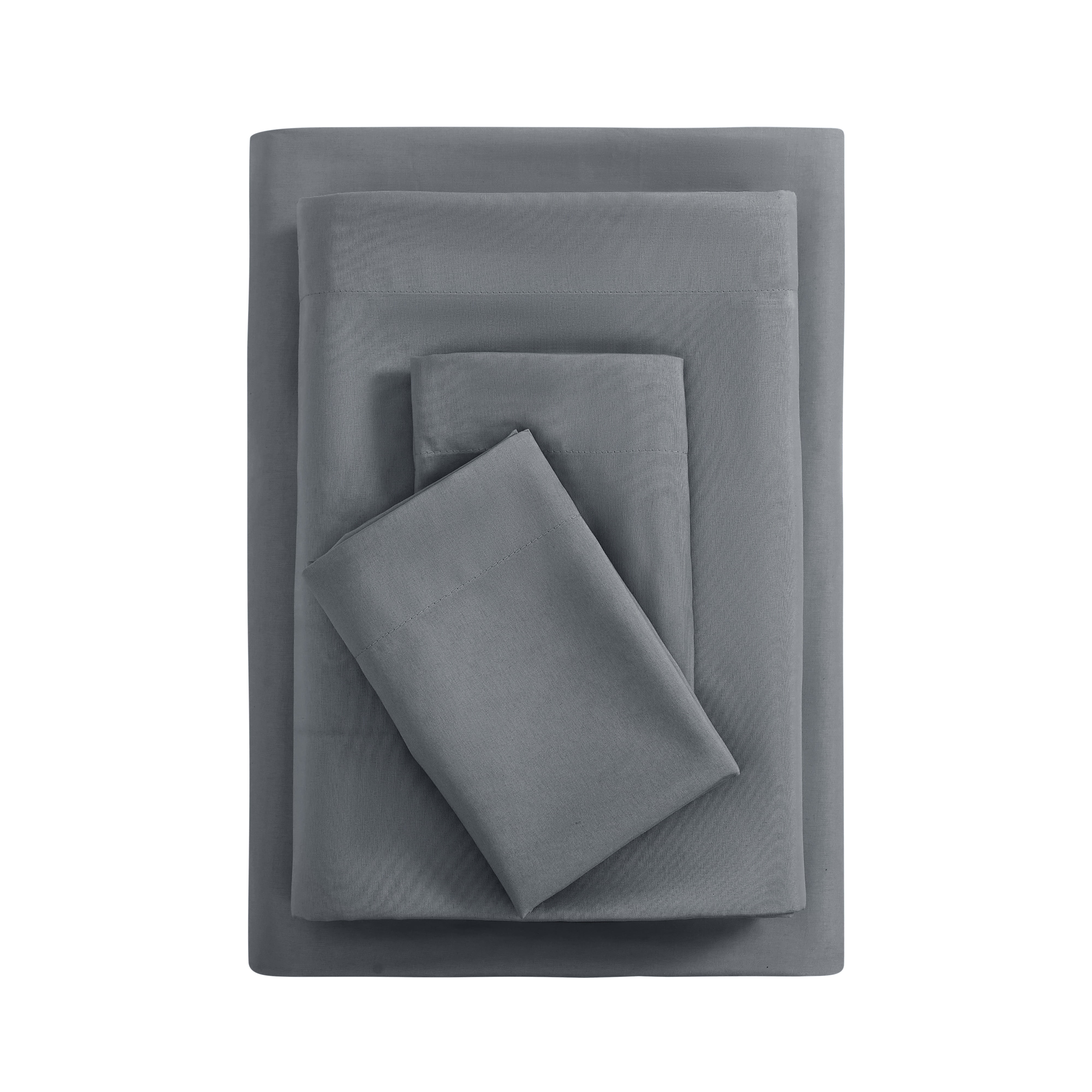 Mainstays Basic Value Microfiber Bed Sheet Set, Soothing Grey, King, 4 Piece
