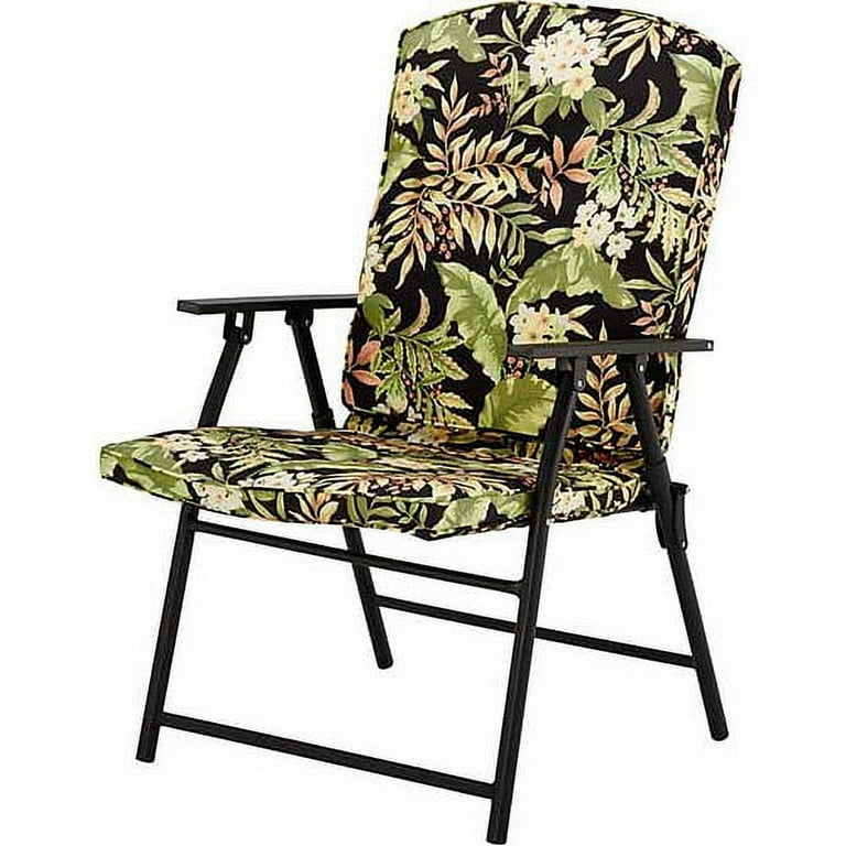 Mainstays Folding Chair Padded Fabric Black Floral