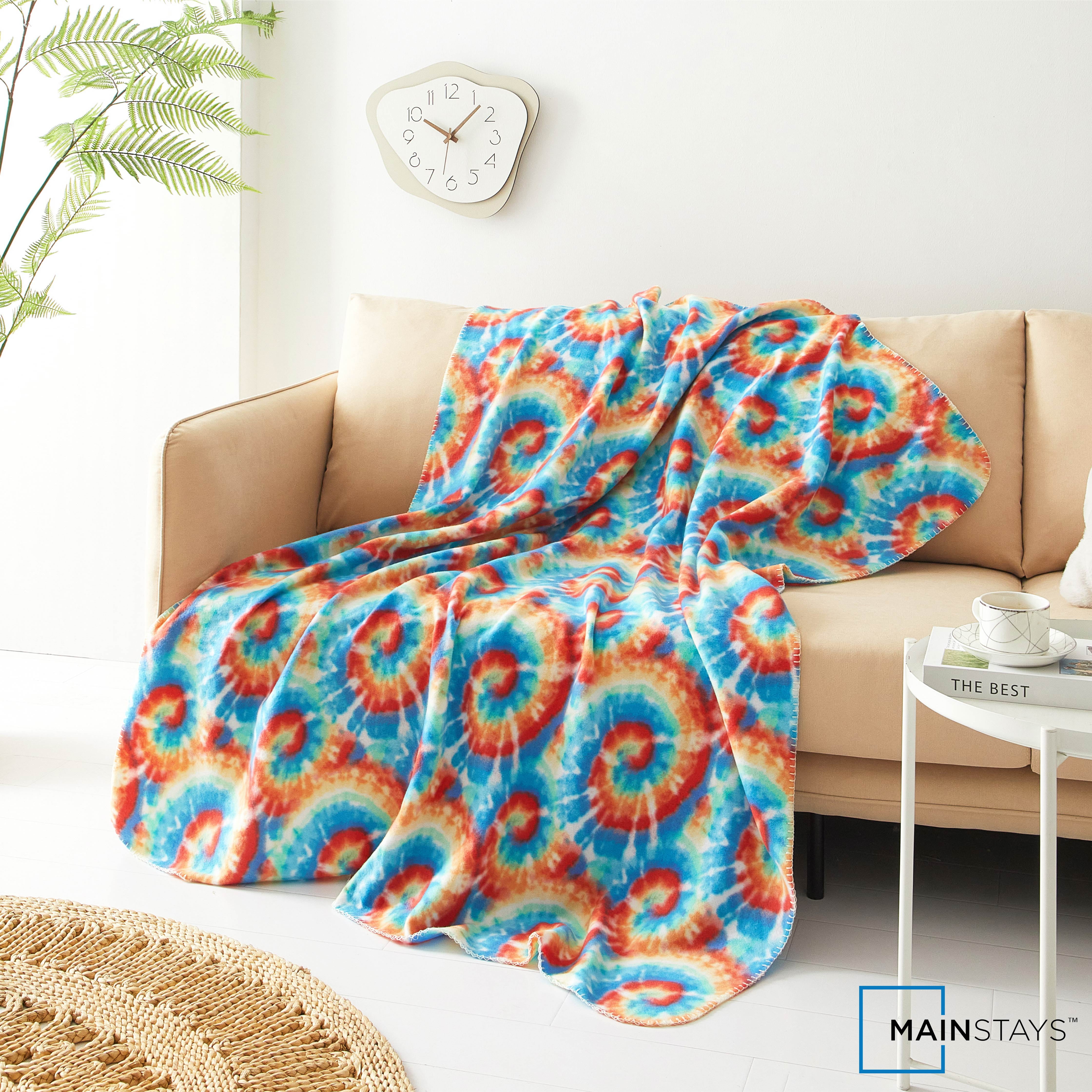 Mainstays Multi-Color Tie Dye Cozy Fleece Throw Blanket 50" x 60"