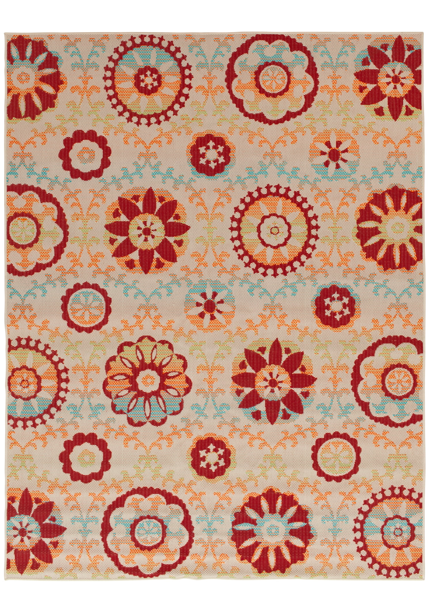 Mainstays Multi Floral Medallion Outdoor Polypropylene Area Rug, 6'6
