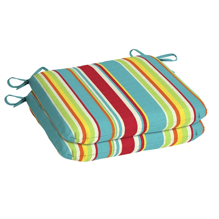 Mainstays Multi Stripe 15.5 x 17 in. Outdoor Dining Seat Cushion Set of 2