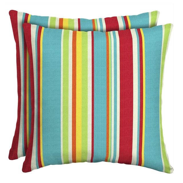 Mainstays Multi Stripe 16" Outdoor Throw Pillow, Set of 2