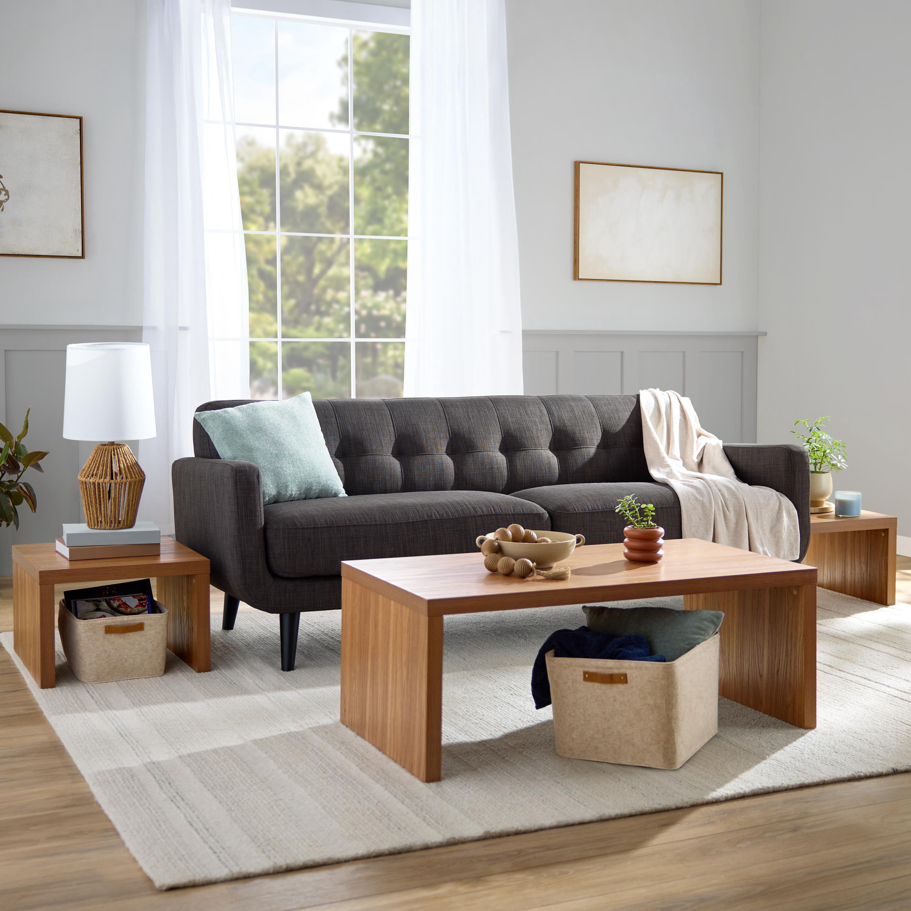Mainstays Multi-Use Coffee and End Table Set, Warm Walnut Finish