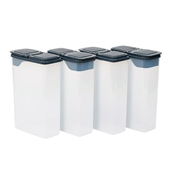 Mainstays Multi-Use Plastic Dispensers, Clear with Dark Gray Lids, Small (Set of 4) 7.75" x 4" x 11.4"
