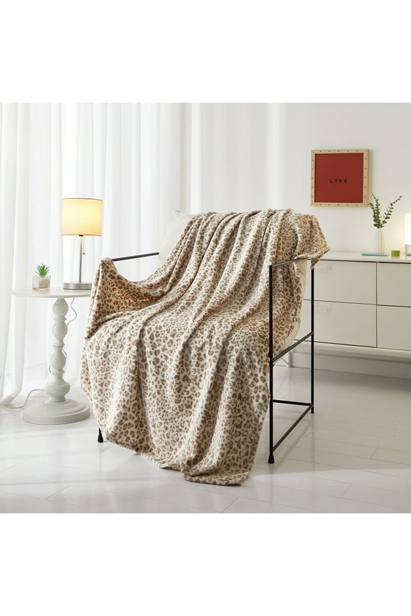 Cozy Plush Couch Throw Blanket, Multicolor Abstract Leopard, 50 x 60 in