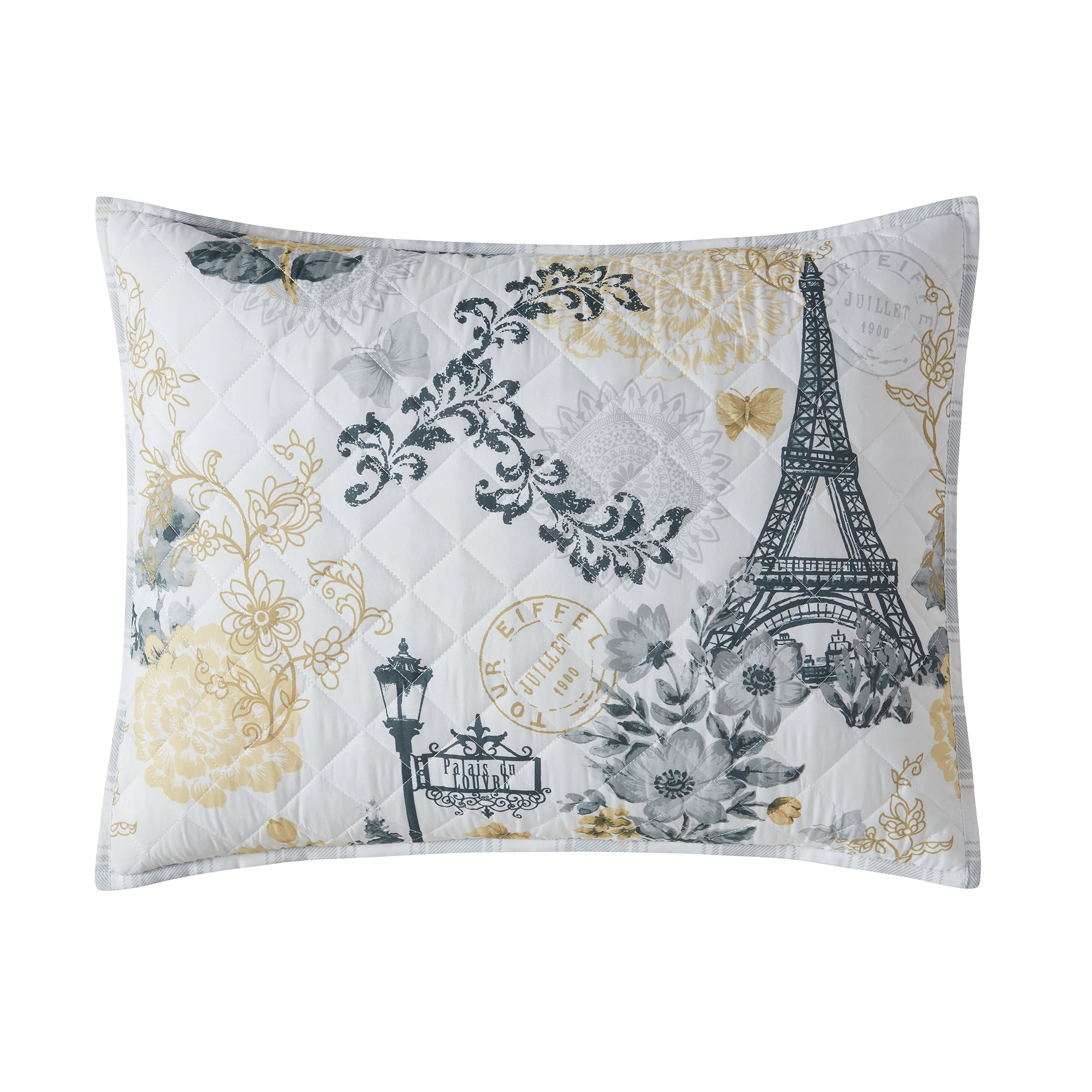 Mainstays Multicolor Classic Paris Polyester Pillow Sham, Standard (1