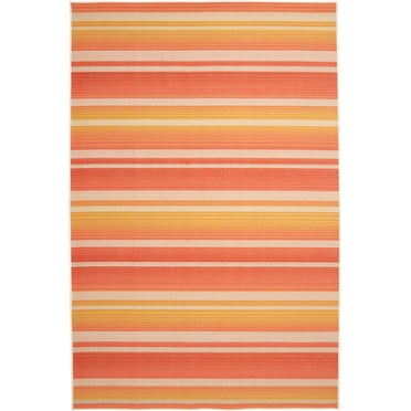 Mainstays Multicolor Sunset Stripe Polypropylene Outdoor Area Rug,  6'6"x9'6"