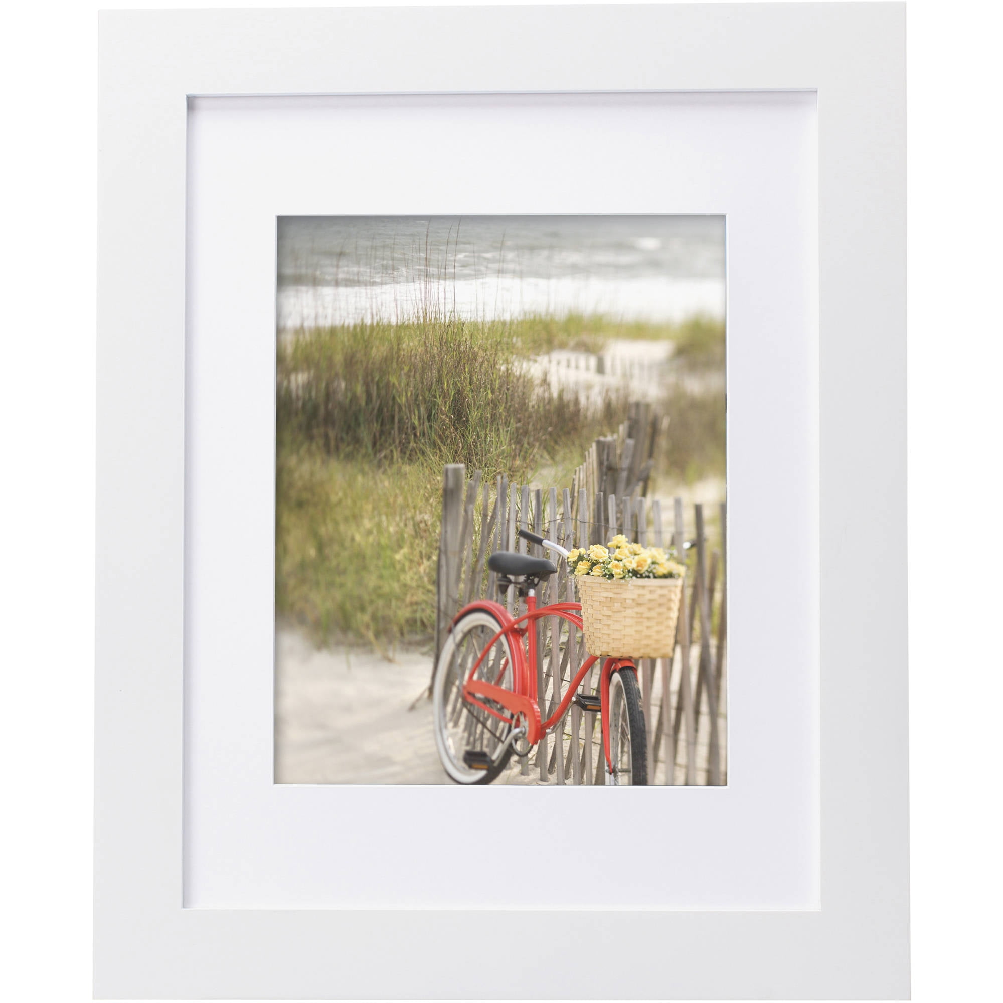 Mainstays Museum 11x14 Matted for 8x10 Flat Wide Gallery Picture Frame, White