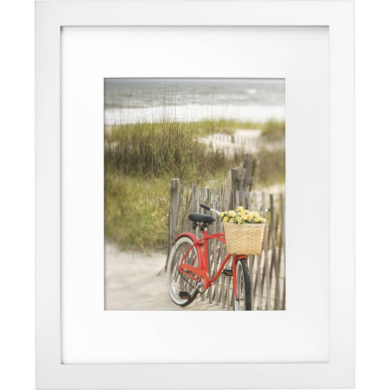 Mainstays Museum 16x20 Matted to 11x14 Flat Wide Gallery Picture Frame,  White
